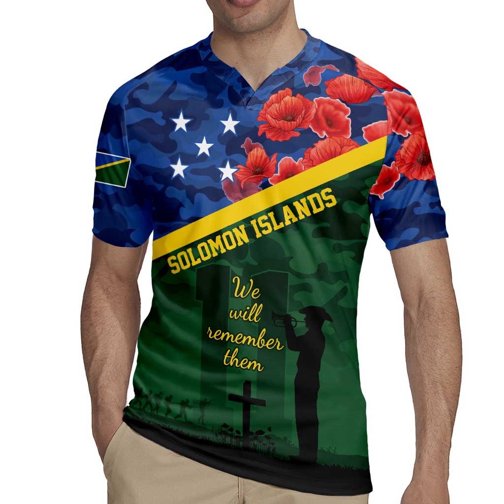 Personalised Solomon Islands Remembrance Day Rugby Jersey We Will Remember Them with Camouflage Style LT9 - Polynesian Pride