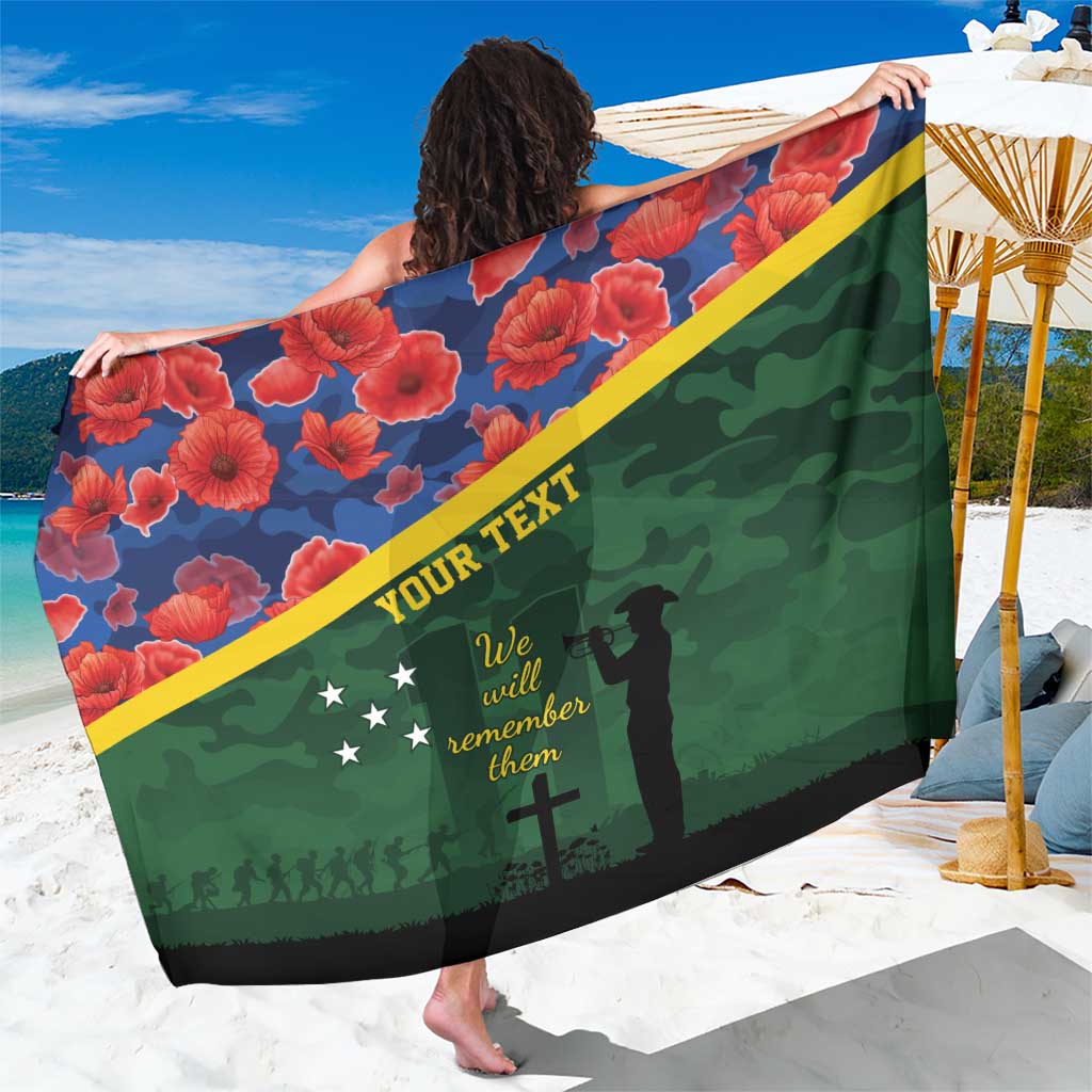Personalised Solomon Islands Remembrance Day Sarong We Will Remember Them with Camouflage Style