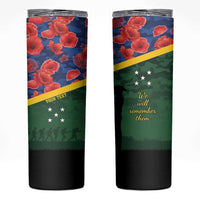 Personalised Solomon Islands Remembrance Day Skinny Tumbler We Will Remember Them with Camouflage Style LT9 Green - Polynesian Pride