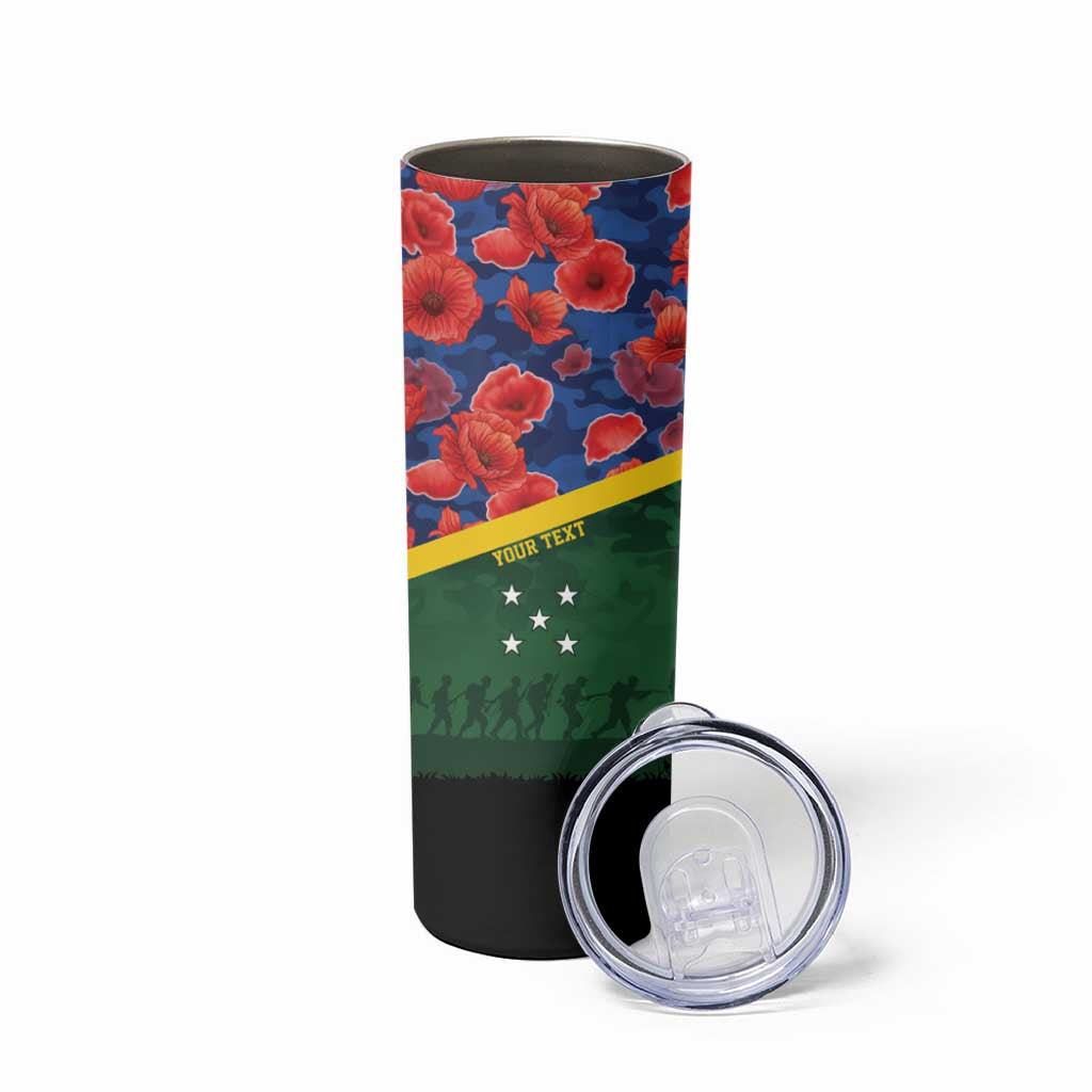 Personalised Solomon Islands Remembrance Day Skinny Tumbler We Will Remember Them with Camouflage Style LT9 - Polynesian Pride