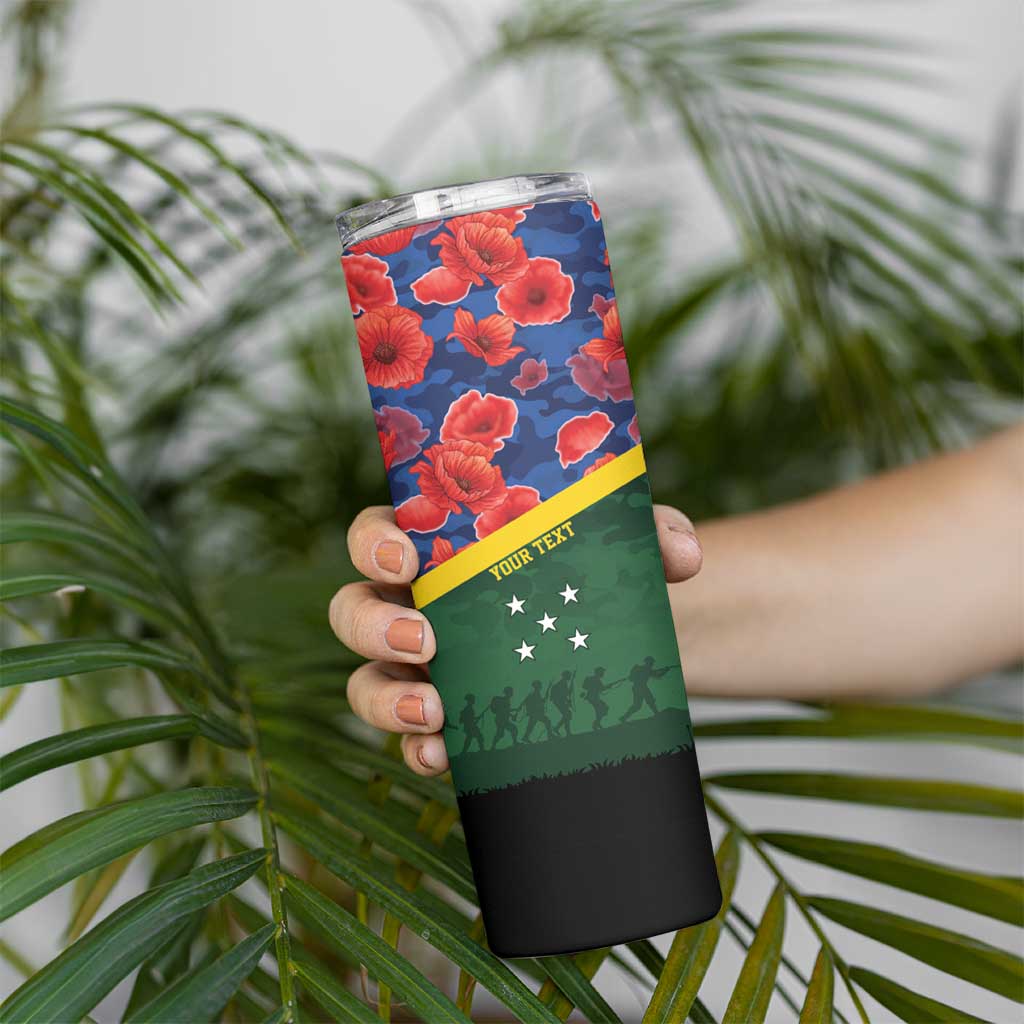 Personalised Solomon Islands Remembrance Day Skinny Tumbler We Will Remember Them with Camouflage Style LT9 - Polynesian Pride