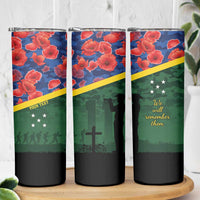 Personalised Solomon Islands Remembrance Day Skinny Tumbler We Will Remember Them with Camouflage Style LT9 - Polynesian Pride