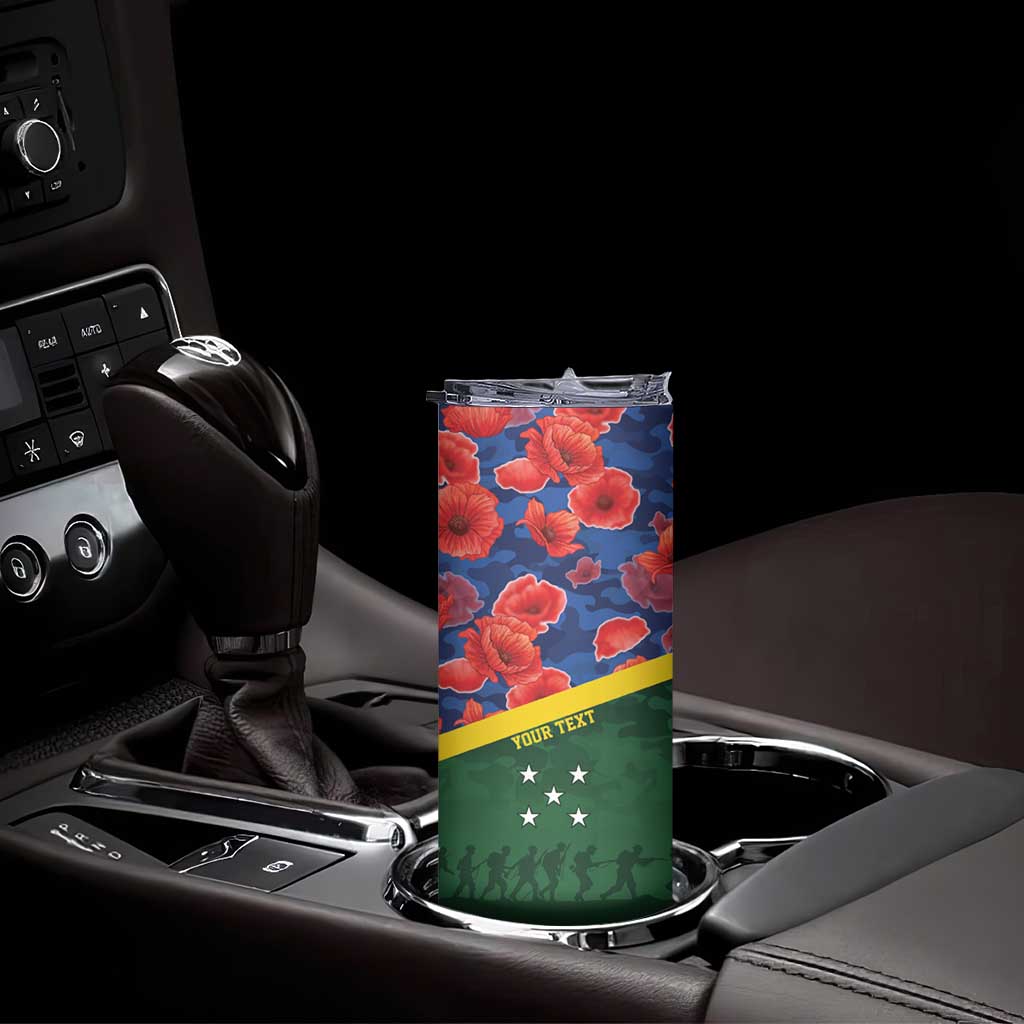 Personalised Solomon Islands Remembrance Day Skinny Tumbler We Will Remember Them with Camouflage Style LT9 - Polynesian Pride