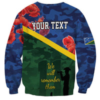 Personalised Solomon Islands Remembrance Day Sweatshirt We Will Remember Them with Camouflage Style
