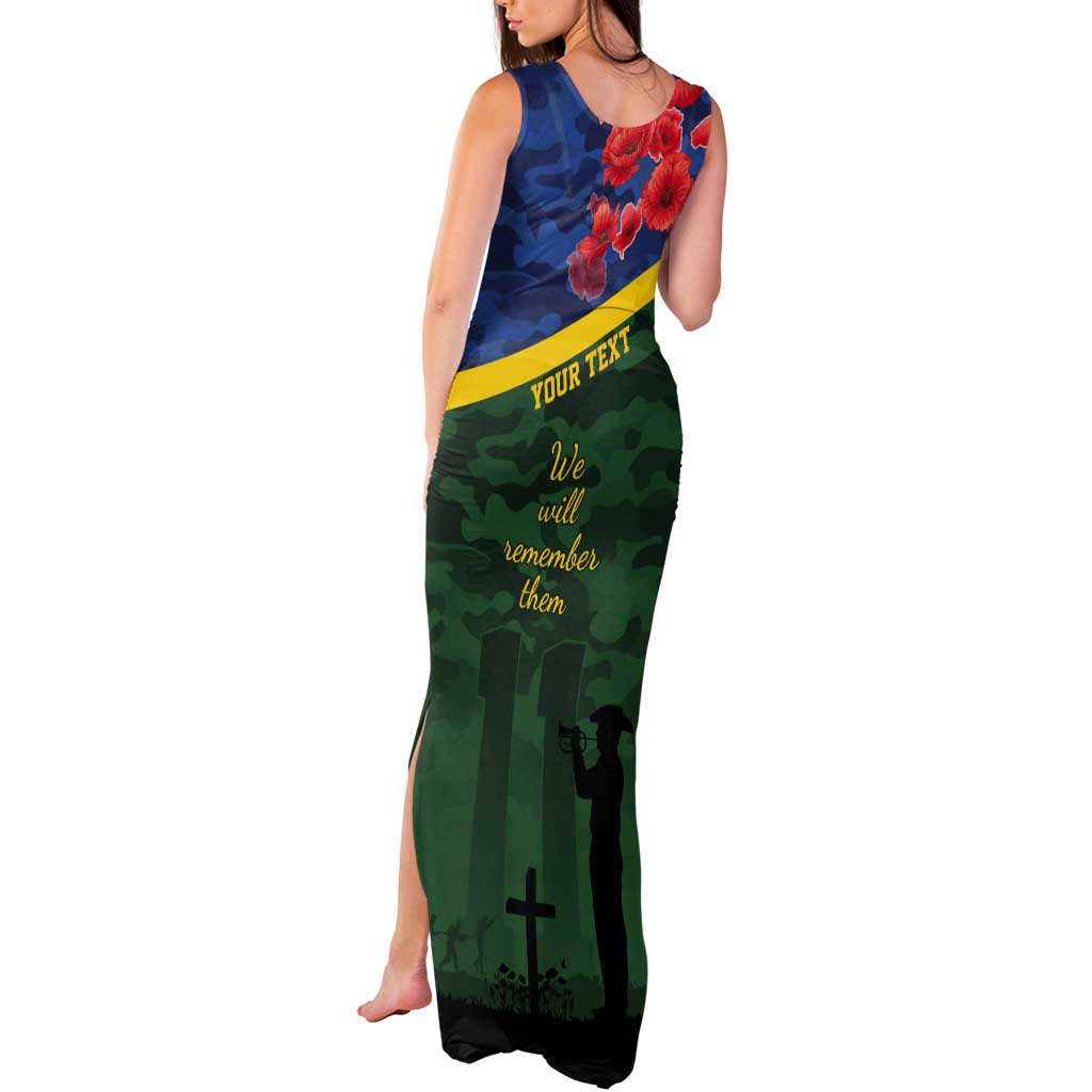Personalised Solomon Islands Remembrance Day Tank Maxi Dress We Will Remember Them with Camouflage Style