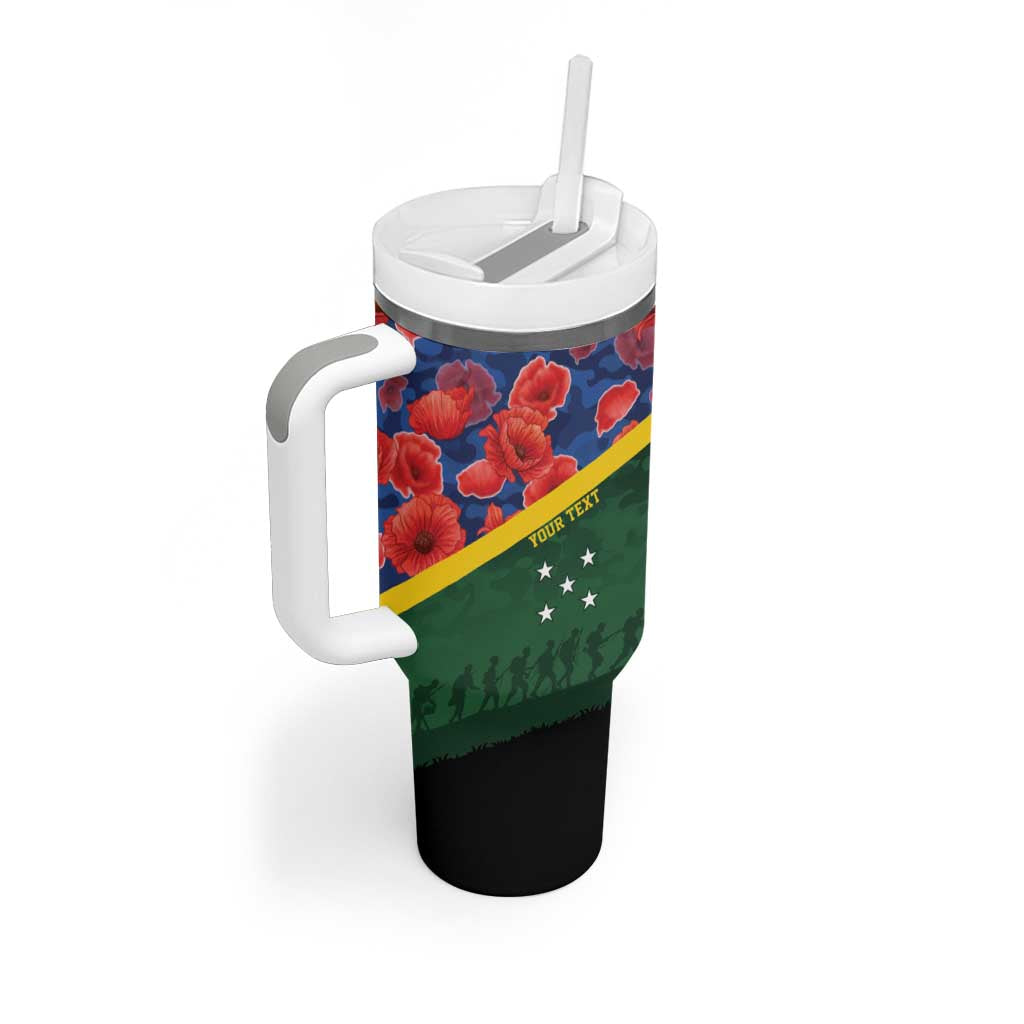 Personalised Solomon Islands Remembrance Day Tumbler With Handle We Will Remember Them with Camouflage Style