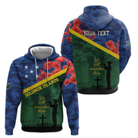 Personalised Solomon Islands Remembrance Day Zip Hoodie We Will Remember Them with Camouflage Style