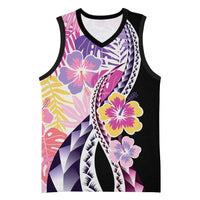 Aloha Vintage Hibiscus Lei Seamless Pattern Basketball Jersey - Polynesian Pride
