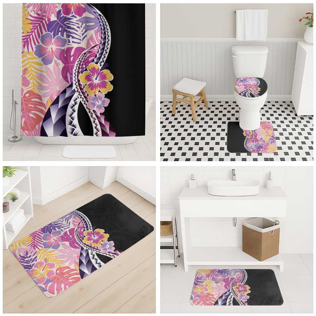 Aloha Vintage Hibiscus Lei Seamless Pattern Bathroom Set - Polynesian Pride