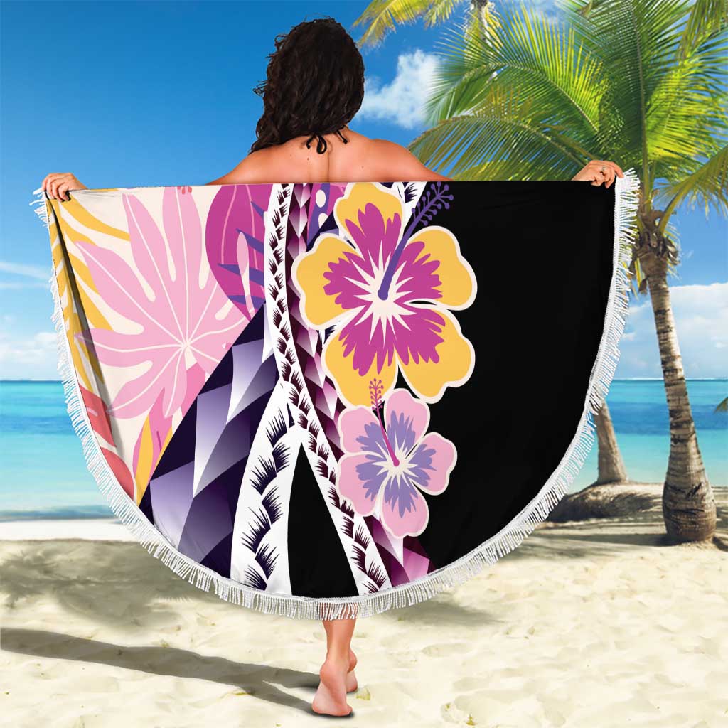 Aloha Vintage Hibiscus Lei Seamless Pattern Beach Blanket - Polynesian Pride