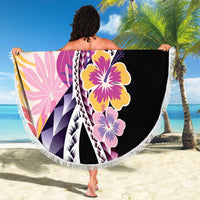 Aloha Vintage Hibiscus Lei Seamless Pattern Beach Blanket - Polynesian Pride