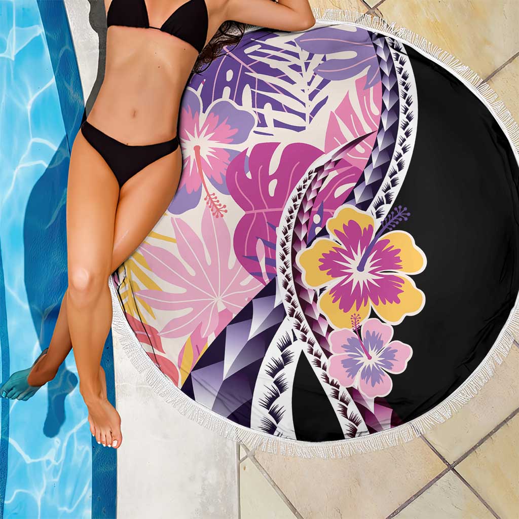 Aloha Vintage Hibiscus Lei Seamless Pattern Beach Blanket - Polynesian Pride