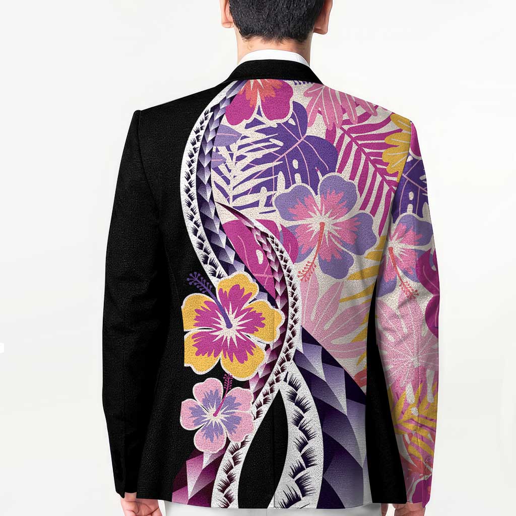 Aloha Vintage Hibiscus Lei Seamless Pattern Blazer - Polynesian Pride