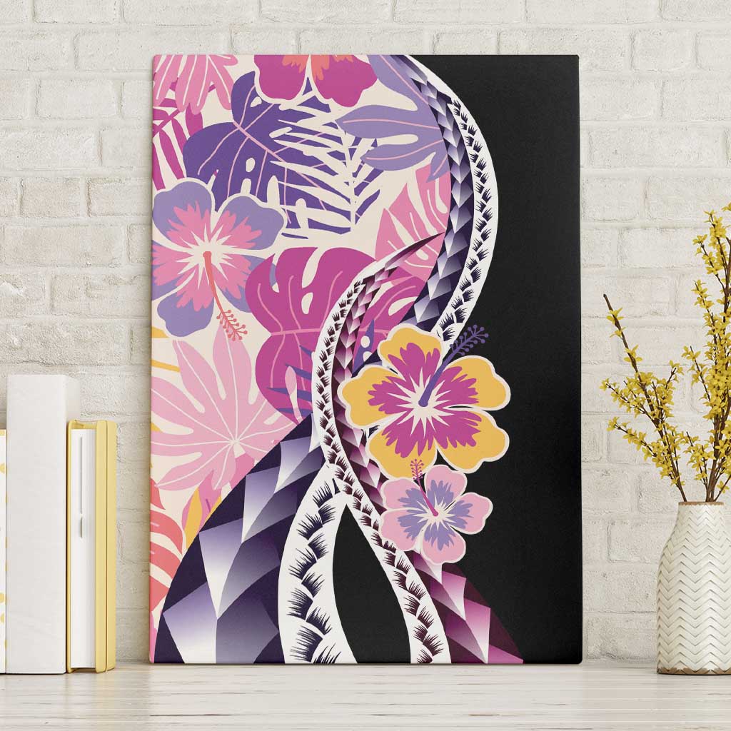Aloha Vintage Hibiscus Lei Seamless Pattern Canvas Wall Art - Polynesian Pride