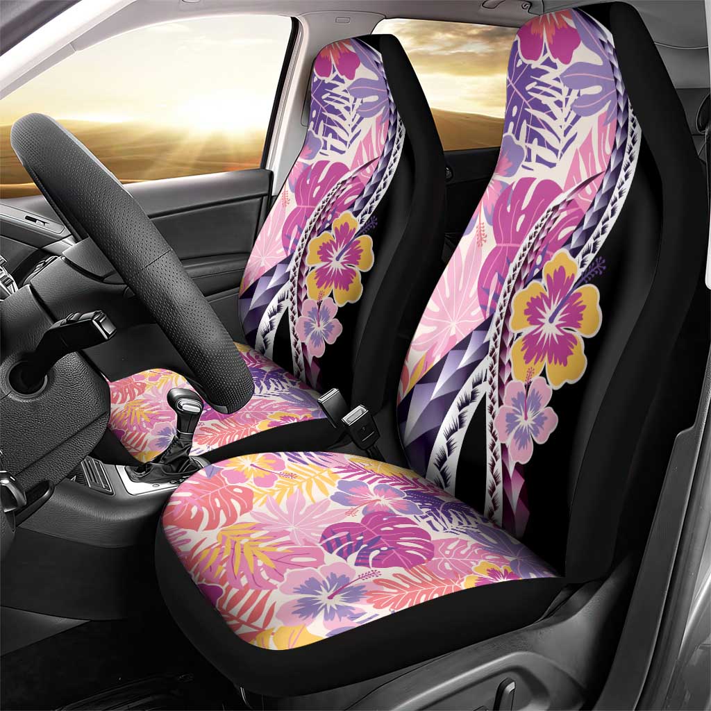 Aloha Vintage Hibiscus Lei Seamless Pattern Car Seat Cover - Polynesian Pride
