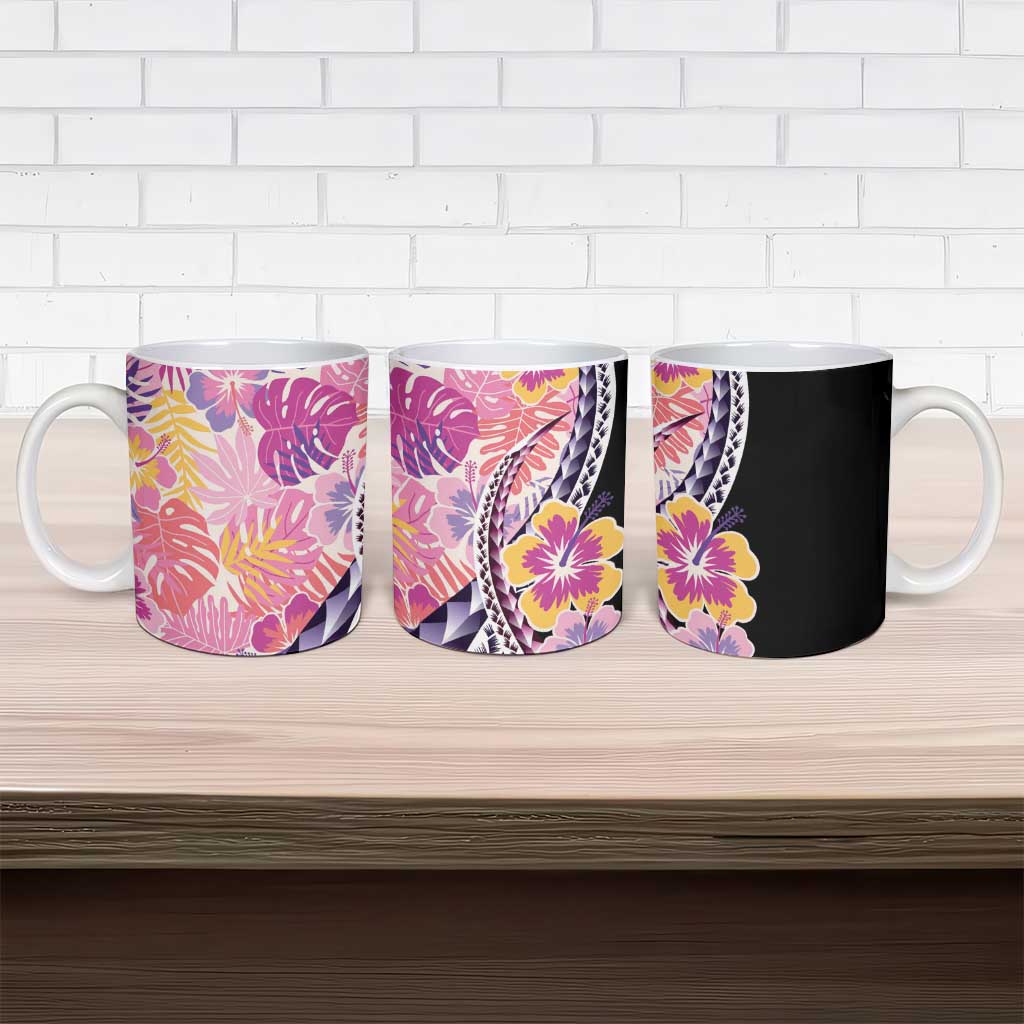 Aloha Vintage Hibiscus Lei Seamless Pattern Ceramic Mug - Polynesian Pride