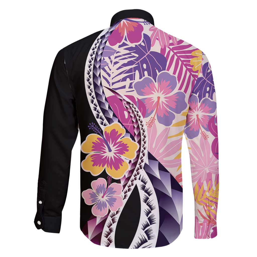 Aloha Vintage Hibiscus Lei Seamless Pattern Family Matching Off Shoulder Short Dress and Hawaiian Shirt - Polynesian Pride