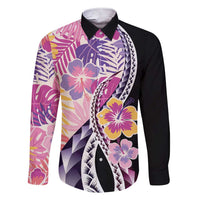 Aloha Vintage Hibiscus Lei Seamless Pattern Family Matching Short Sleeve Bodycon Dress and Hawaiian Shirt - Polynesian Pride