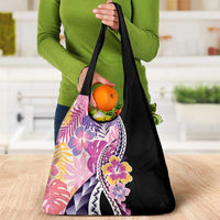 Aloha Vintage Hibiscus Lei Seamless Pattern Grocery Bag - Polynesian Pride