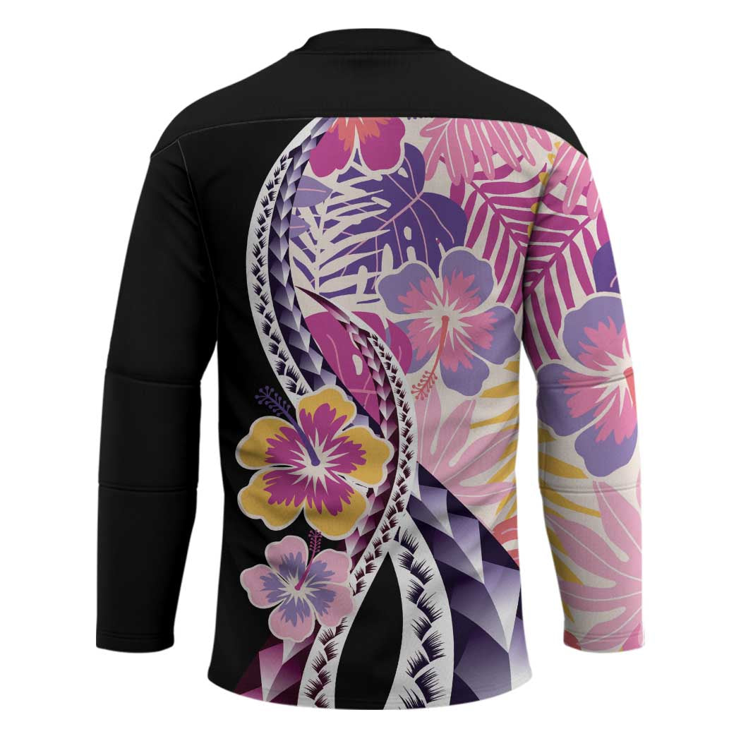 Aloha Vintage Hibiscus Lei Seamless Pattern Hockey Jersey - Polynesian Pride