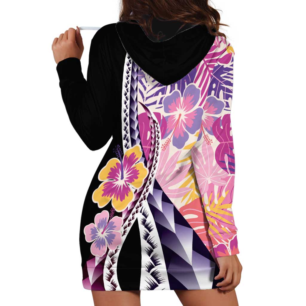 Aloha Vintage Hibiscus Lei Seamless Pattern Hoodie Dress - Polynesian Pride