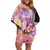 Aloha Vintage Hibiscus Lei Seamless Pattern Off Shoulder Short Dress - Polynesian Pride