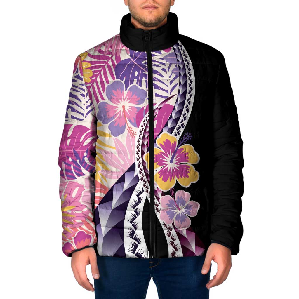 Aloha Vintage Hibiscus Lei Seamless Pattern Padded Jacket - Polynesian Pride