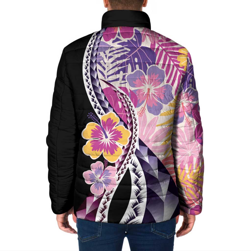 Aloha Vintage Hibiscus Lei Seamless Pattern Padded Jacket - Polynesian Pride