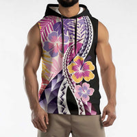 Aloha Vintage Hibiscus Lei Seamless Pattern Sleeveless Hoodie - Polynesian Pride