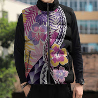 Aloha Vintage Hibiscus Lei Seamless Pattern Sleeveless Puffer Jacket - Polynesian Pride