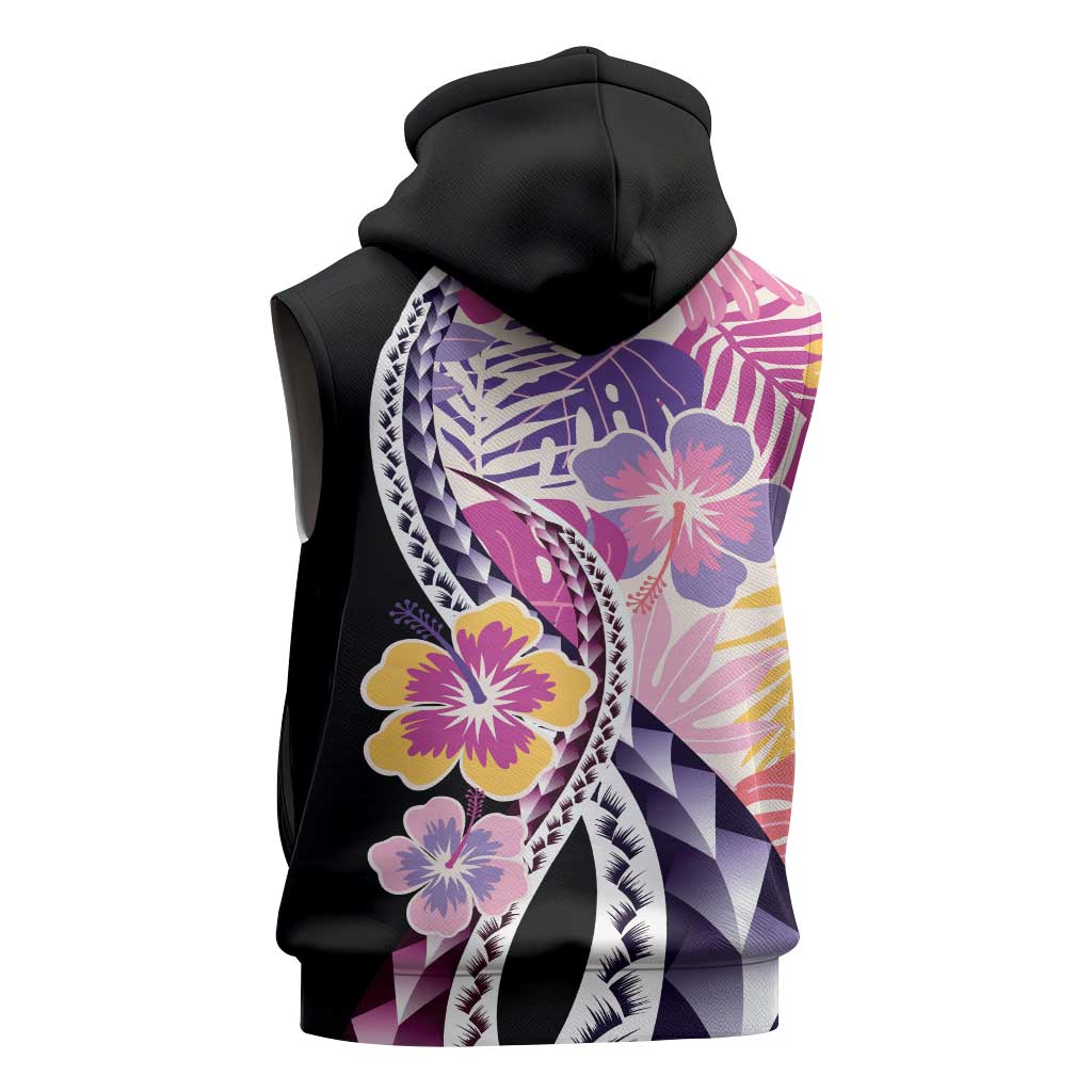 Aloha Vintage Hibiscus Lei Seamless Pattern Sleeveless Zip Hoodie LT9
