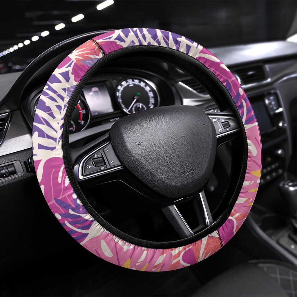 Aloha Vintage Hibiscus Lei Seamless Pattern Steering Wheel Cover - Polynesian Pride