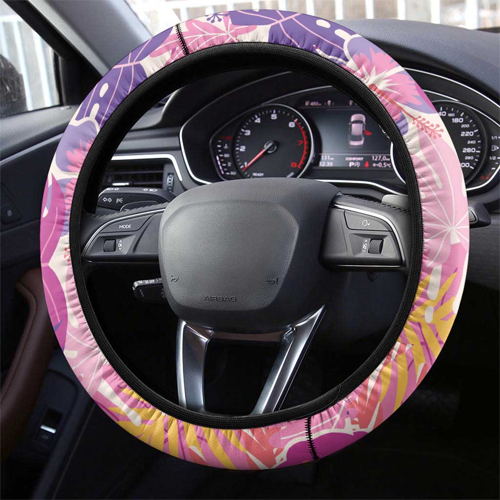 Aloha Vintage Hibiscus Lei Seamless Pattern Steering Wheel Cover - Polynesian Pride