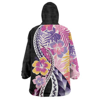 Aloha Vintage Hibiscus Lei Seamless Pattern Wearable Blanket Hoodie - Polynesian Pride