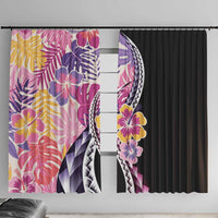 Aloha Vintage Hibiscus Lei Seamless Pattern Window Curtain - Polynesian Pride