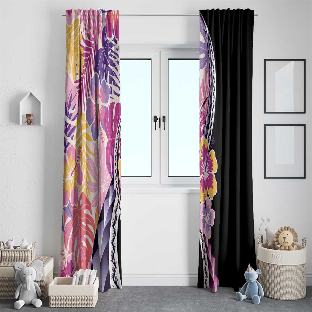 Aloha Vintage Hibiscus Lei Seamless Pattern Window Curtain - Polynesian Pride