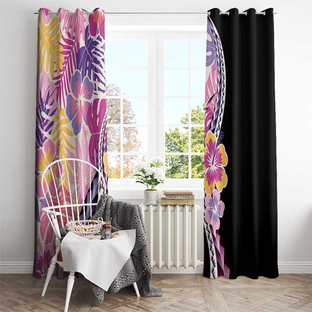 Aloha Vintage Hibiscus Lei Seamless Pattern Window Curtain - Polynesian Pride