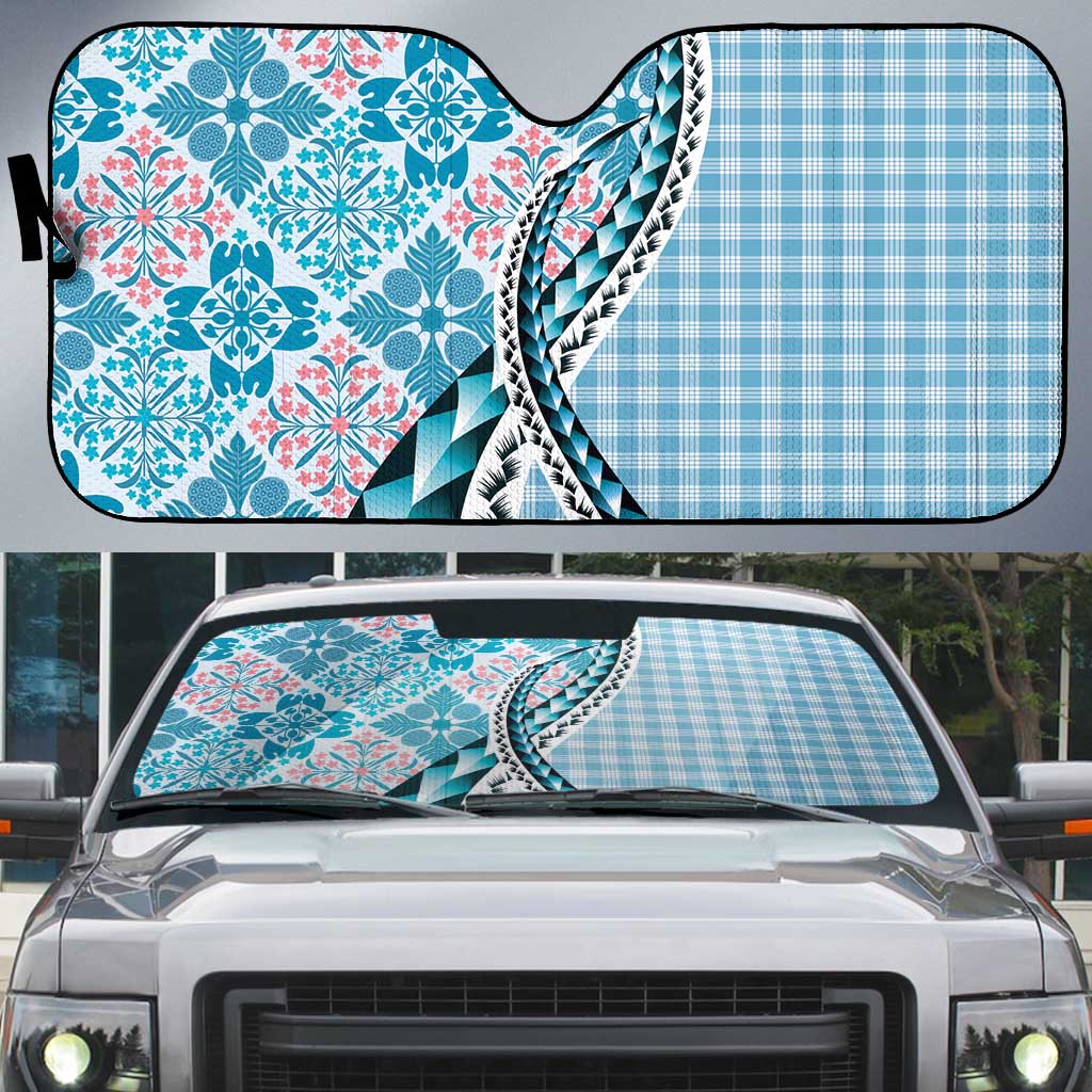 Aloha Vintage Palaka Floral Hawaiian Quilt Auto Sun Shade Uliuli Motif - Polynesian Pride