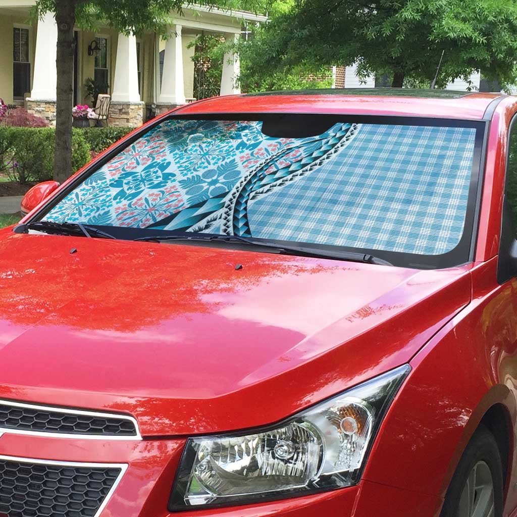 Aloha Vintage Palaka Floral Hawaiian Quilt Auto Sun Shade Uliuli Motif - Polynesian Pride