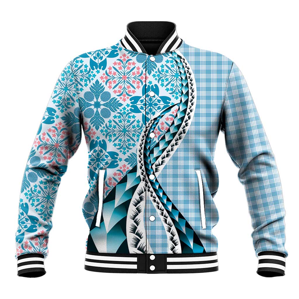 Aloha Vintage Palaka Floral Hawaiian Quilt Baseball Jacket Uliuli Motif - Polynesian Pride