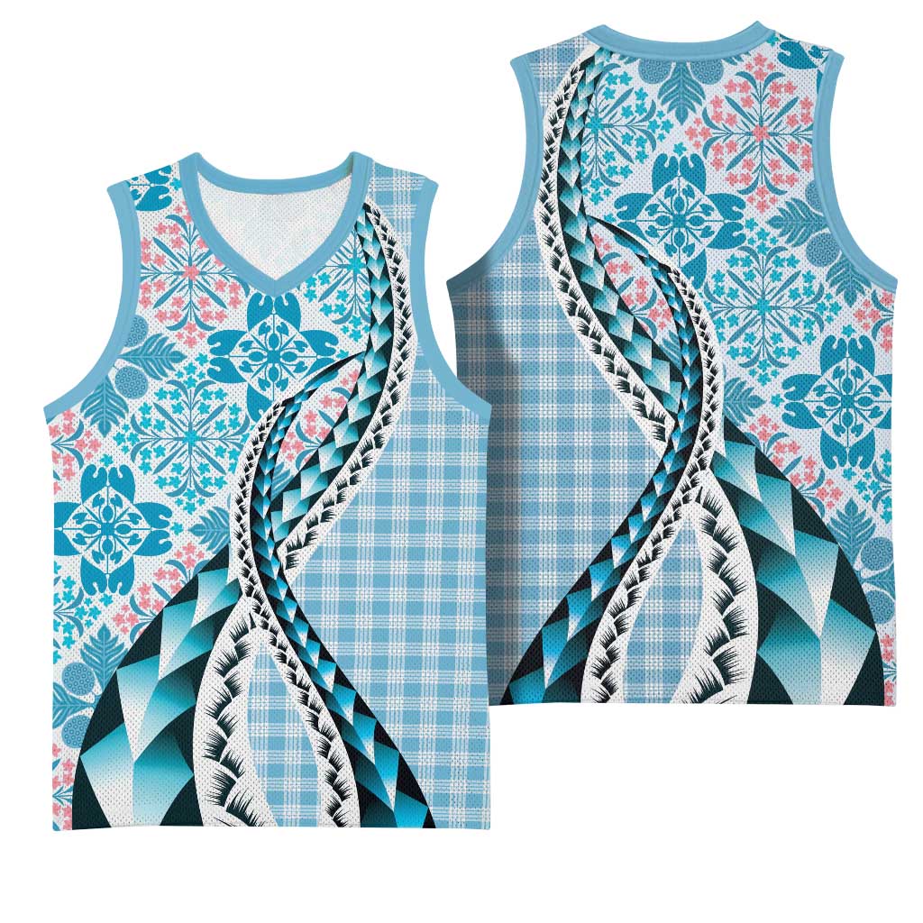 Aloha Vintage Palaka Floral Hawaiian Quilt Basketball Jersey Uliuli Motif - Polynesian Pride