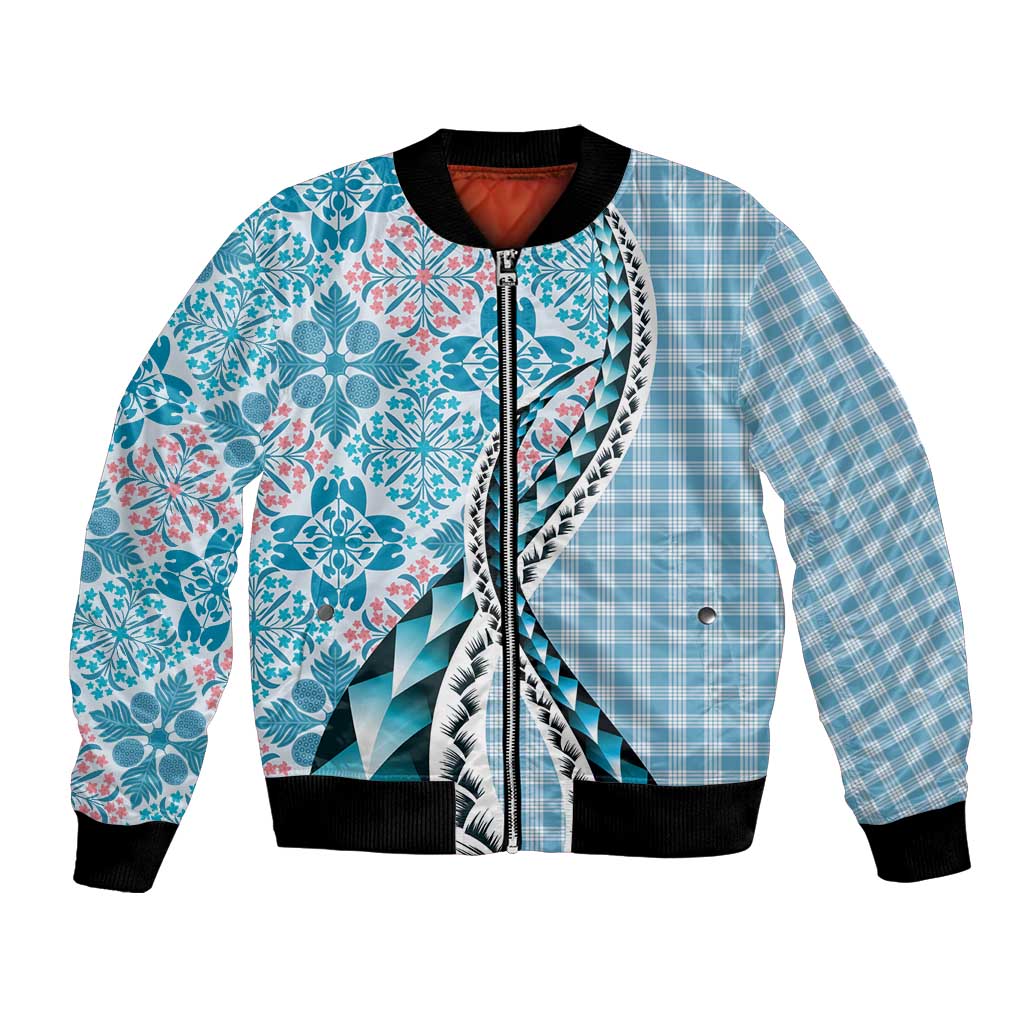 Aloha Vintage Palaka Floral Hawaiian Quilt Bomber Jacket Uliuli Motif - Polynesian Pride