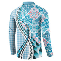 Aloha Vintage Palaka Floral Hawaiian Quilt Button Sweatshirt Uliuli Motif - Polynesian Pride