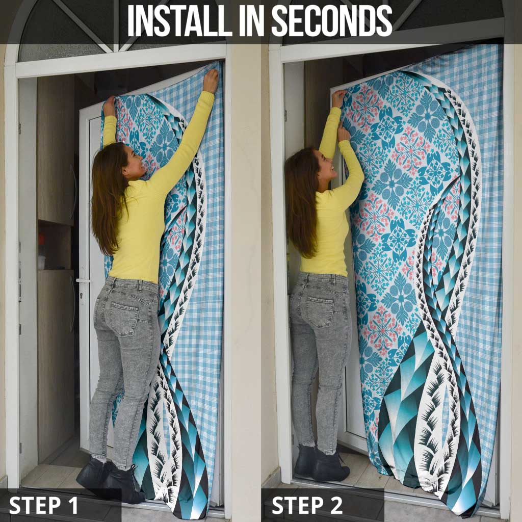 Aloha Vintage Palaka Floral Hawaiian Quilt Door Cover Uliuli Motif - Polynesian Pride