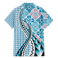 Aloha Vintage Palaka Floral Hawaiian Quilt Family Matching Mermaid Dress and Hawaiian Shirt Uliuli Motif - Polynesian Pride