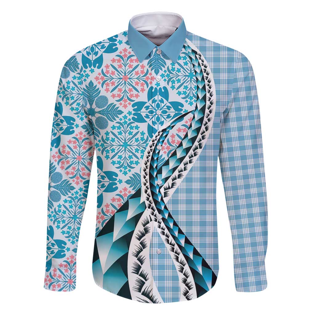 Aloha Vintage Palaka Floral Hawaiian Quilt Family Matching Mermaid Dress and Hawaiian Shirt Uliuli Motif - Polynesian Pride