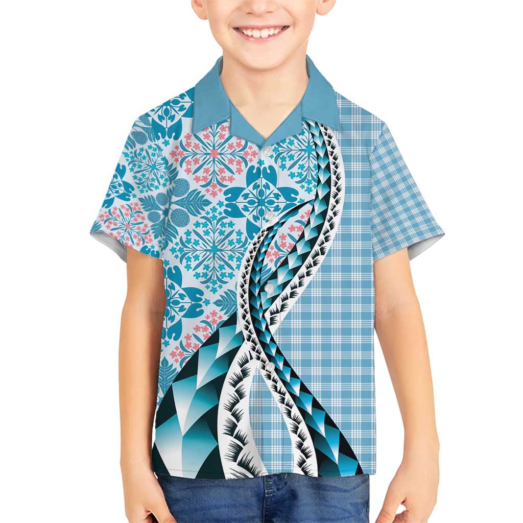 Aloha Vintage Palaka Floral Hawaiian Quilt Family Matching Summer Maxi Dress and Hawaiian Shirt Uliuli Motif - Polynesian Pride