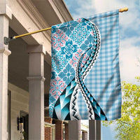 Aloha Vintage Palaka Floral Hawaiian Quilt Garden Flag Uliuli Motif - Polynesian Pride