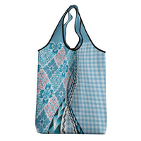 Aloha Vintage Palaka Floral Hawaiian Quilt Grocery Bag Uliuli Motif - Polynesian Pride