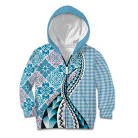 Aloha Vintage Palaka Floral Hawaiian Quilt Kid Hoodie Uliuli Motif - Polynesian Pride